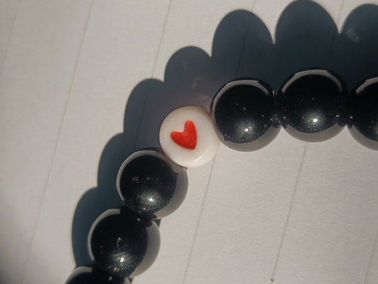 Midnight heart charm bracelet
