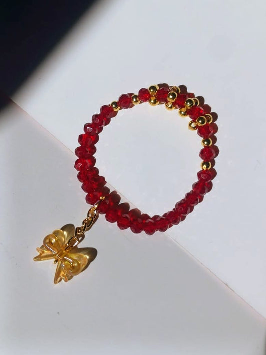 Ruby Glow Butterfly Bracelet