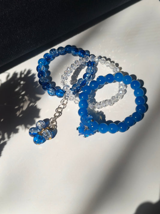 Blue Flower Bracelet Set