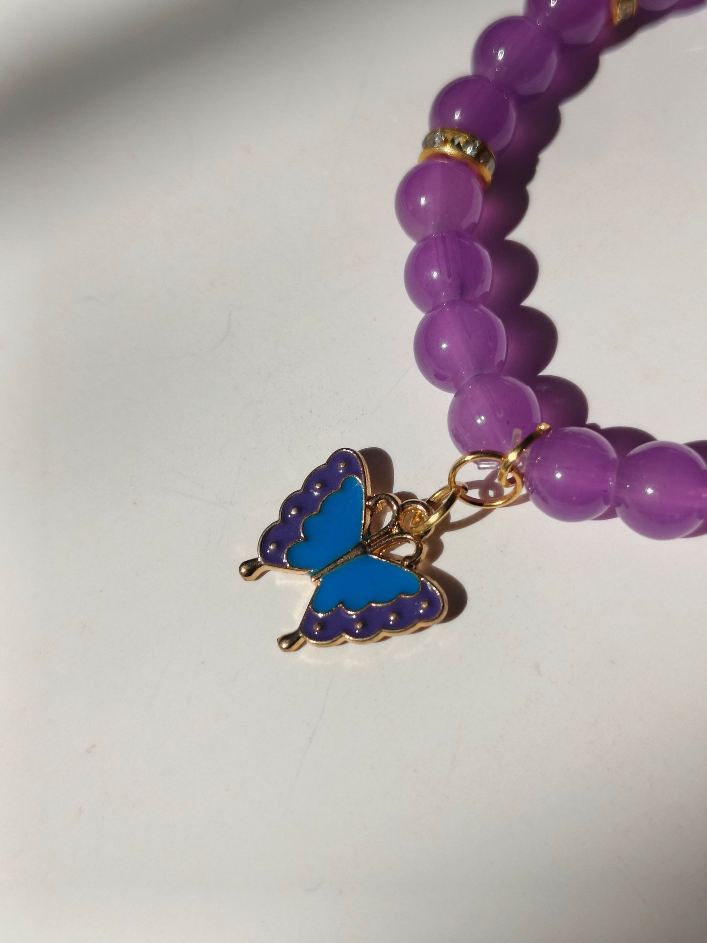 Amethyst Glow Butterfly Beaded Bracelet
