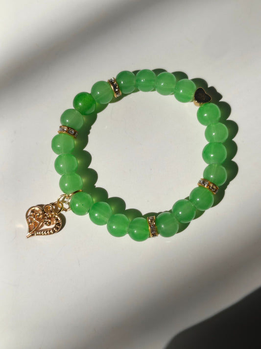 Emerald glow heart bracelet