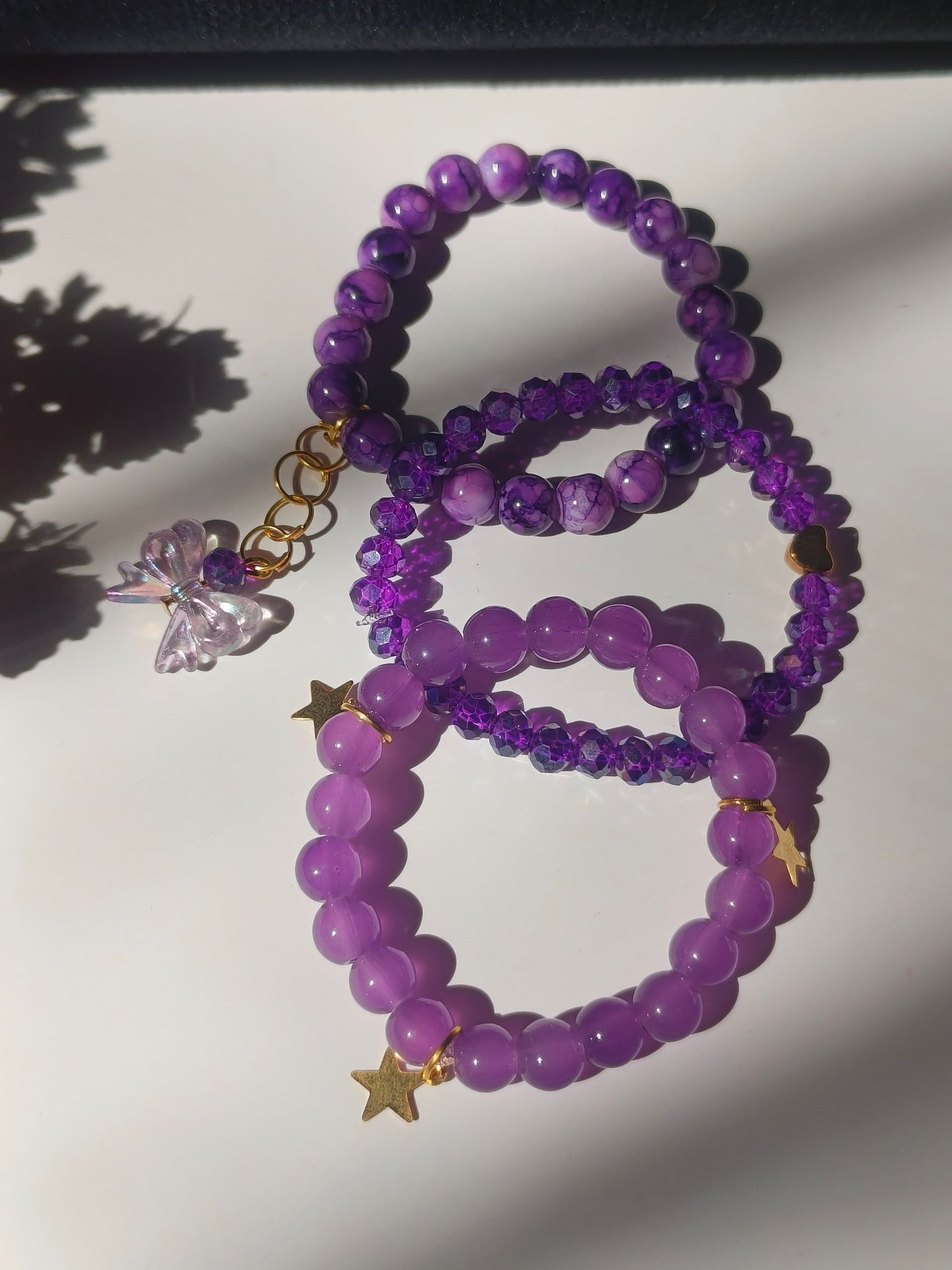 Purple bow beaded set